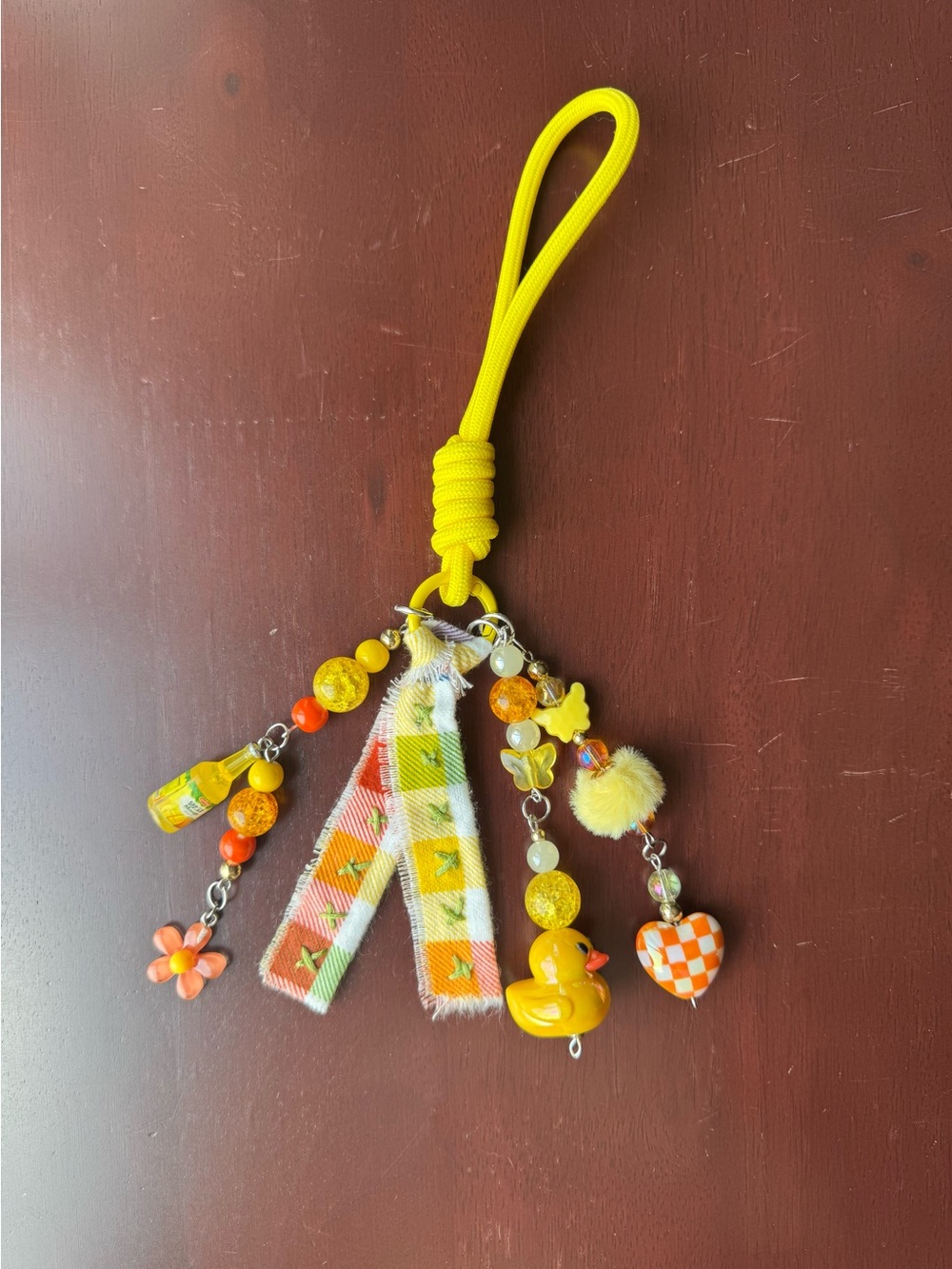 Ducky Bag Charm Keychain with Yellow Whimsical Beads Kawaii Accessories